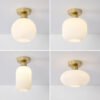 Modern-LED-Teto-Luz-Lustre-L-mpada-para-Sala-Cozinha-Quarto-Corredor-Estudo-Entrada-Simples-Lustre Plafon vidro branco leitoso