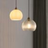 Nordic-Modern-Leitoso-Branco-Vidro-Luz-Pingente-Cobre-Lustre-L-mpada-para-Quarto-Sala-de-Jantar-1 Pendente Cobre e vidro listrado
