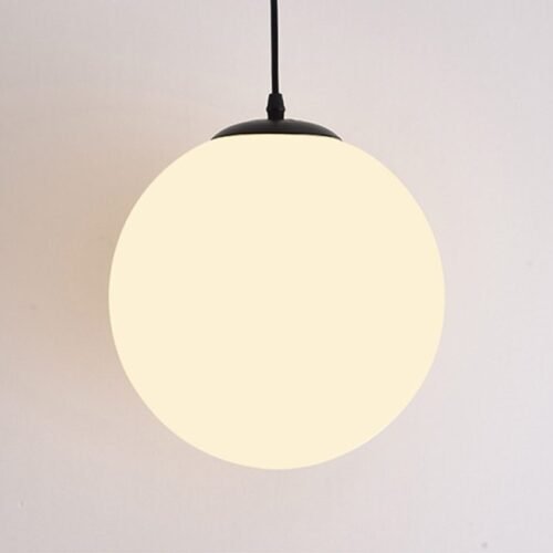 Pendente bola vidro branco leitoso