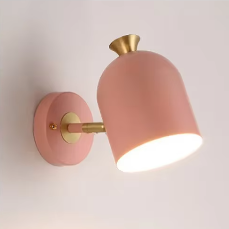 arandela aluminio rosa e detalhe dourado Arandela moderna vintage alumínio