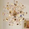 lustre_estrela_dourada_cristal_colorido_marca_miresa Lustre Dourado Replica Dandelion Estrela