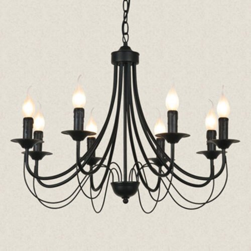 Candelabro-de-ferro-forjado-vintage-Candle-Light-Black-Metal-lumin-ria-para-sala-de-estar-foyer Lustre provençal alumínio preto