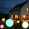Colorido-Round-Ball-Lawn-Lamp-Imperme-vel-ao-ar-livre-LED-Garden-Ball-Lights-Paisagem-Lawn Luminária bola branco fosco para jardins