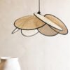 Handmade-Wicker-Pendant-Lamp-L-mpada-do-Rattan-Sala-Quarto-Restaurante-Madeira-Grade-Folha-criativa-Designer-3 Lustre rustico Rattan designer Rural | Miresa São Paulo