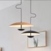 Nordic-Design-LED-Pendant-Lights-Gr-o-de-madeira-Preto-Lumin-ria-suspensa-Decora-o-de-1 Pendente minimalista platô redondo