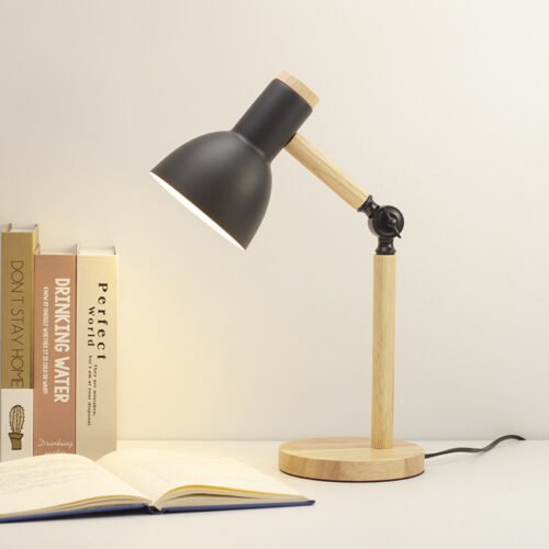 Nordic-Wood-Reading-Desk-Lamp-Folding-Table-Lamps-Study-Dorm-Light-Fixture-Ilumina-o-Noturna-Bed Luminária de mesa moderna articulada