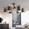 Nordic-moderno-de-madeira-maci-a-led-lustre-teto-e27-com-abajur-ferro-criativo-lumin-rias Luminária sobrepor moderno