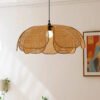 Rattan-arte-p-tala-lustre-m-o-tecido-ch-sala-de-estar-quarto-l-mpada-pendente-2 Pendente rustico Rattan pétala | Miresa São Paulo