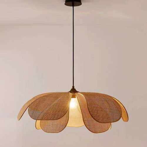 Rattan-arte-p-tala-lustre-m-o-tecido-ch-sala-de-estar-quarto-l-mpada-pendente Pendente rustico Rattan pétala | Miresa São Paulo