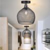 Estilo-vintage-Retro-Pendant-Light-Ferro-Wire-Mesh-Lustre-Pendurado-Ilumina-o-Abajures-de-teto-industrial-2 Pendente industrial gaiola preto