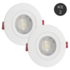 Kit-2-Spot-Led-7w-Redondo-Embutir-Direcion-vel Kit com 2Un Spot Led 7w Redondo