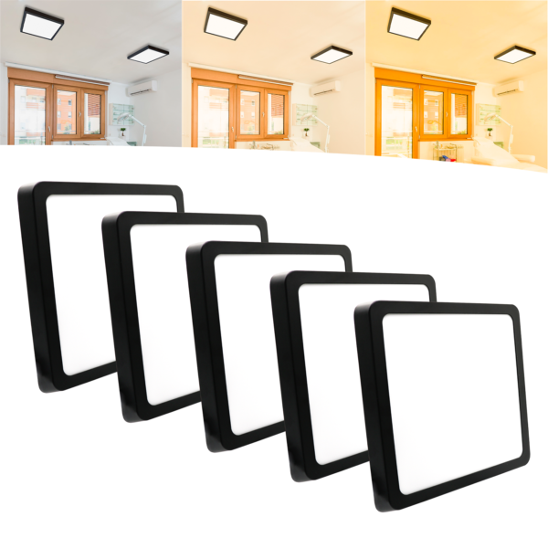 Kit-5-Painel-Plafon-Led-25w-Sobrepor-Quadrado-Preto-Bivolt