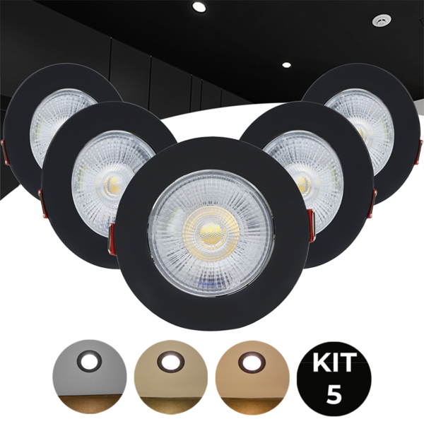 Kit-5-spot-led-capa-preta-7w-direcionavel-round-light-color-branco-frio-neutro-quente