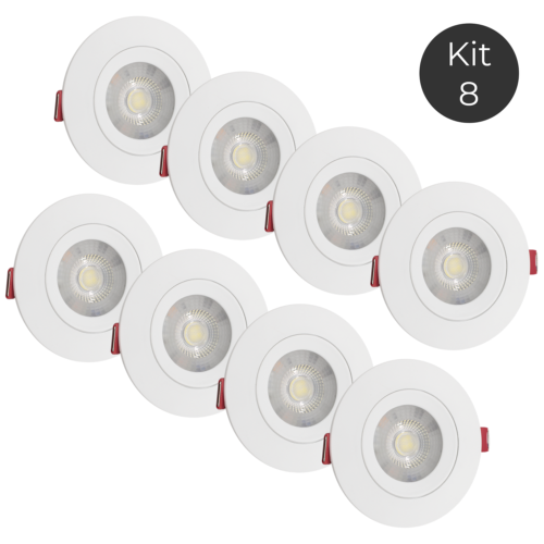 Kit 8Un Spot redondo branco Led 5w