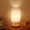 L-mpada-de-cabeceira-USB-com-Sombra-Cilindro-Abajur-para-Quarto-Luz-de-mesa-de-madeira Abajur compacto moderno simples