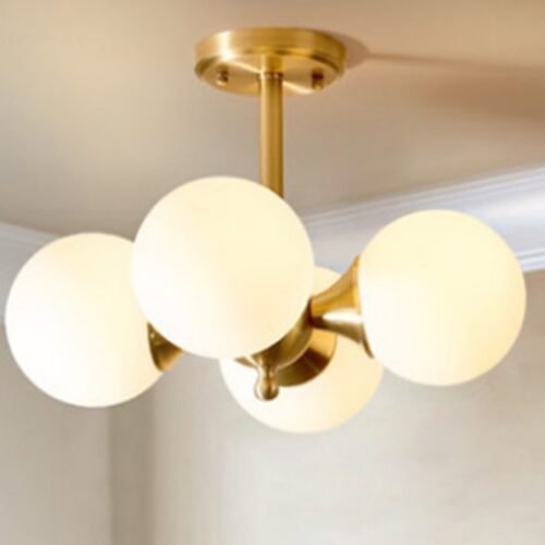 luminária sobrepor cobre bola vidro branco leitoso