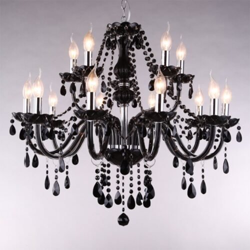 Lustre de cristal clássico preto marca miresa Lustre de cristal clássico preto marca miresa