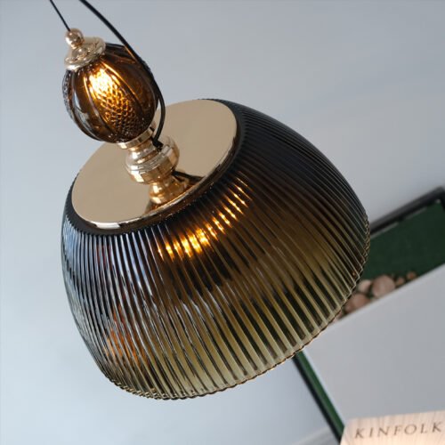 Lustre-n-rdico-de-vidro-retr-com-ilumina-o-candelabro-com-l-mpada-de-janela-e Pendente vidro retrô plissado