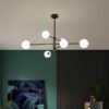 Modern-Glass-Ball-LED-Teto-Lustre-Black-Gold-Lumin-ria-Quarto-Living-Sala-de-jantar-Mesa-1 Pendente moderno molécula estelar