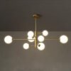 Modern-Glass-Ball-LED-Teto-Lustre-Black-Gold-Lumin-ria-Quarto-Living-Sala-de-jantar-Mesa Pendente moderno molécula estelar