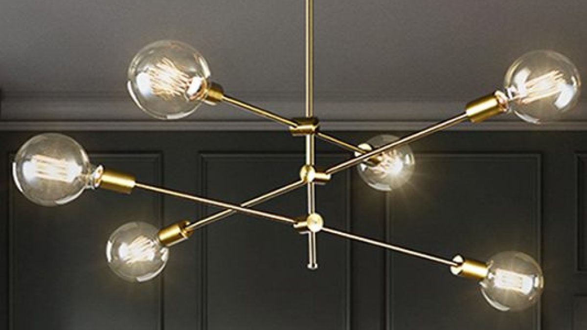 Cadza Brass Finish Sputnik Inspired Pendant Lamp
