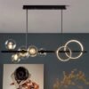 Moderno-longo-LED-teto-lustre-pingente-preto-l-mpada-ilumina-o-interior-lusters-mesa-de-cozinha Lustre moderno retangular loft