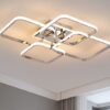 Neo-Gleam-Moderno-Luzes-de-Teto-LED-Superf-cie-Montada-Sala-De-Estar-Quarto-Sala-De-2 luminária sobrepor Led retangular com quadrados vazados