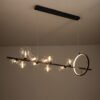 Nordic-Long-LED-Teto-Lustre-Bolas-de-vidro-L-mpada-suspensa-para-mesa-Sala-de-jantar Lustre molécula retangular bolas de vidro