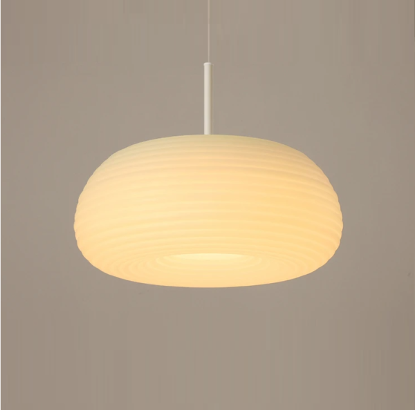 pendente moderno de vidro plissado texturizado branco marca miresa