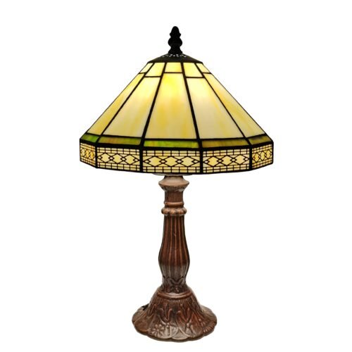 Candeeiro-de-mesa-pequeno-com-malha-geom-trica-estilo-Tiffany-vidro-antiquado-base-de-metal-estudo Abajur Tiffany Malha Geométrica