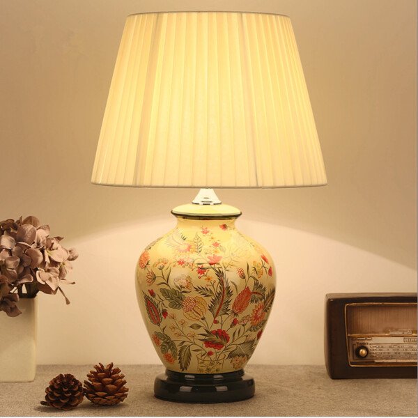 Estilo-chin-s-Candeeiros-de-mesa-com-ramos-e-folhas-abajur-de-tecido-amarelo-l-mpada