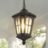 L-mpada-pingente-LED-imperme-vel-ao-ar-livre-lumin-ria-retro-para-corredor-e-corredor Pendente preto colonial jardim