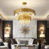 Lustre-de-cristal-luxuoso-led-para-sala-de-estar-sala-de-jantar-quarto-l-mpada-de-2 Lustre redondo dourado e cristal transparente