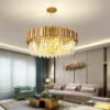 Lustre-de-cristal-luxuoso-led-para-sala-de-estar-sala-de-jantar-quarto-l-mpada-de-3 Lustre redondo dourado e cristal transparente