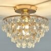 Lustre-de-cristal-semi-nivelado-l-mpada-de-teto-para-corredor-e-quarto-luz-decorativa-moderna Luminária sobrepor estilo francês dourado de cristal