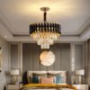 Luxo-preto-ouro-metal-led-lustres-para-sala-de-estar-jantar-moderna-lustre-k9-cristal-pendurado-2 Lustre redondo preto e cristal k9 40cm