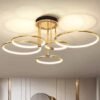 New-Modern-Lustres-para-Sala-Ilumina-o-Interior-Atmosfera-N-rdica-Sala-de-Jantar-An-is Luminária sobrepor dourado minimalista anéis/argola