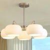 Nordic-LED-Glass-Pendant-Light-Pendurado-L-mpada-Creme-3-Cabe-a-5-Cabe-a-E27-1 Lustre moderno cúpula vidro branco leitosa Branca