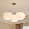 Nordic-LED-Glass-Pendant-Light-Pendurado-L-mpada-Creme-3-Cabe-a-5-Cabe-a-E27-2 Lustre moderno cúpula vidro branco leitosa Branca