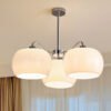 Nordic-LED-Glass-Pendant-Light-Pendurado-L-mpada-Creme-3-Cabe-a-5-Cabe-a-E27 Lustre moderno cúpula vidro branco leitosa Branca