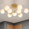 Nordic-Milk-White-Glass-Ball-Luzes-de-teto-Lustre-LED-Sala-de-estar-e-quarto-Techo Luminária sobrepor bolas de vidro