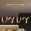 Ouro-Irregular-Alum-nio-LED-Luzes-Pingente-Lustres-Modernos-Ilumina-o-De-Sala-De-Estar-E Pendente minimalista dourado espiral alumínio