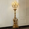Luminária Lustre de chão escultural estilo francês com cúpulas de abajur de tecido marca miresa Luminária Lustre de chão escultural estilo francês com cúpulas de abajur de tecido