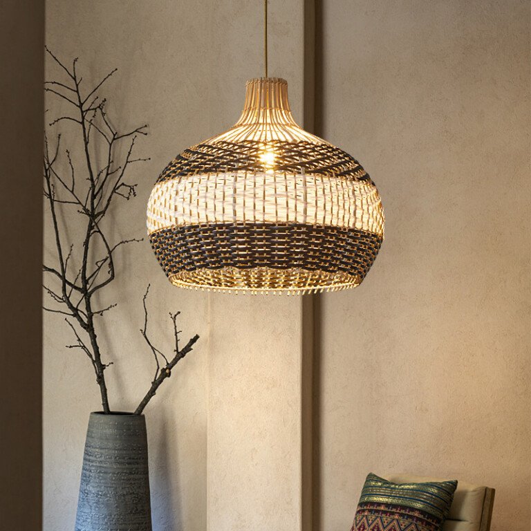 Pendente vintage retro rattan: pendente de rattan retro vintage, oferecido pela Miresa, loja-de-luminárias-São-Paulo.