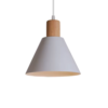 pendente cone aluminio branco em detalhes madeira marca miresa Pendente cone alumínio industrial