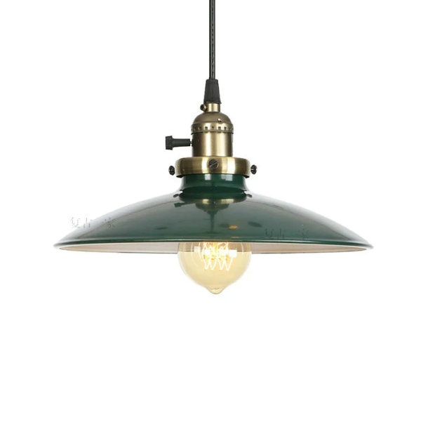 pendente industrial com botao liga desliga aluminio verde marca miresa