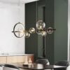 Glass-Ball-Chandelier-for-Dining-Table-Bubble-Lamp-Shade-Ilumina-o-LED-interior-Ring-Light-Designer-1 Lustre Moderno Átomo Bola Vidro