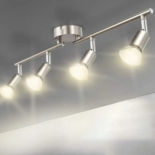Led-ajust-vel-gu10-holofotes-de-teto-cromo-moderna-luz-parede-industrial-para-cozinha-sala-estar Trilho prata com spot ajustável