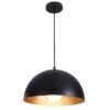 Loft-Retro-Restaurante-Luzes-Pingente-Abajur-De-Alum-nio-Semic-rculo-Decora-o-De-Bar-De Pendente semicírculo preto 1/2 esfera
