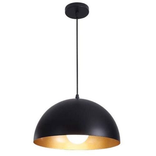 Loft-Retro-Restaurante-Luzes-Pingente-Abajur-De-Alum-nio-Semic-rculo-Decora-o-De-Bar-De Pendente semicírculo preto 1/2 esfera